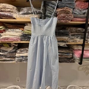 Light Blue & White Striped Spaghetti Strap Sundress